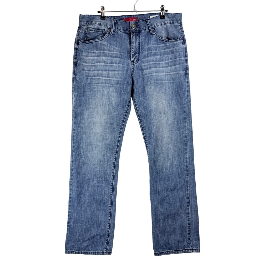 Guess Mens‎ Slim Straight Jeans Del Mar Fit Blue Wash Denim XB0017DONCO 34x32